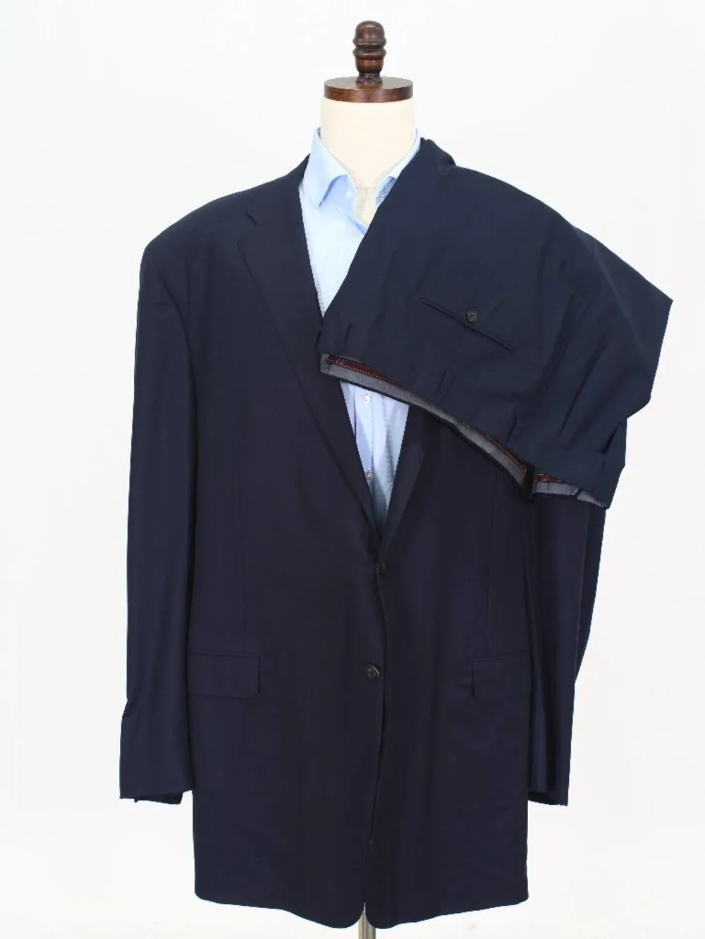 Hickey Freeman Mahogany 52L 42x35 Navy Full Suit 2-Button Solid R919